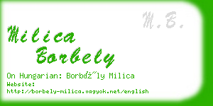 milica borbely business card